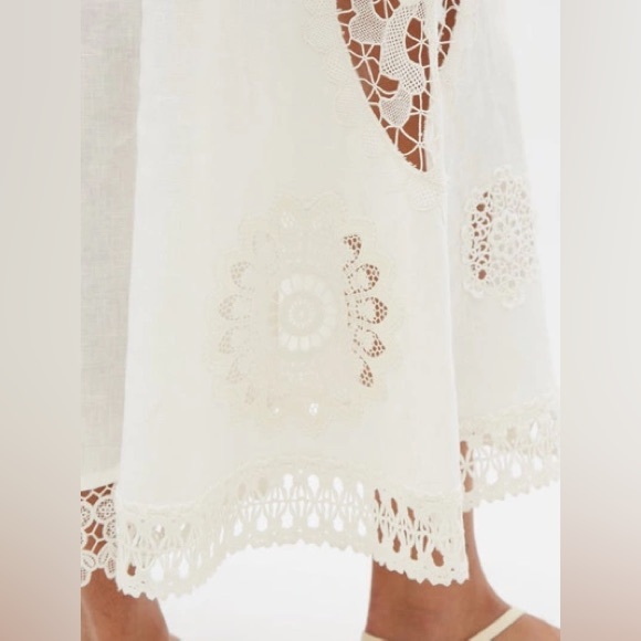 ZIMMERMANN Rhythmic Lace-Appliqué Culottes Linen-Voile Zimmermann Size 2 - Picture 9 of 15
